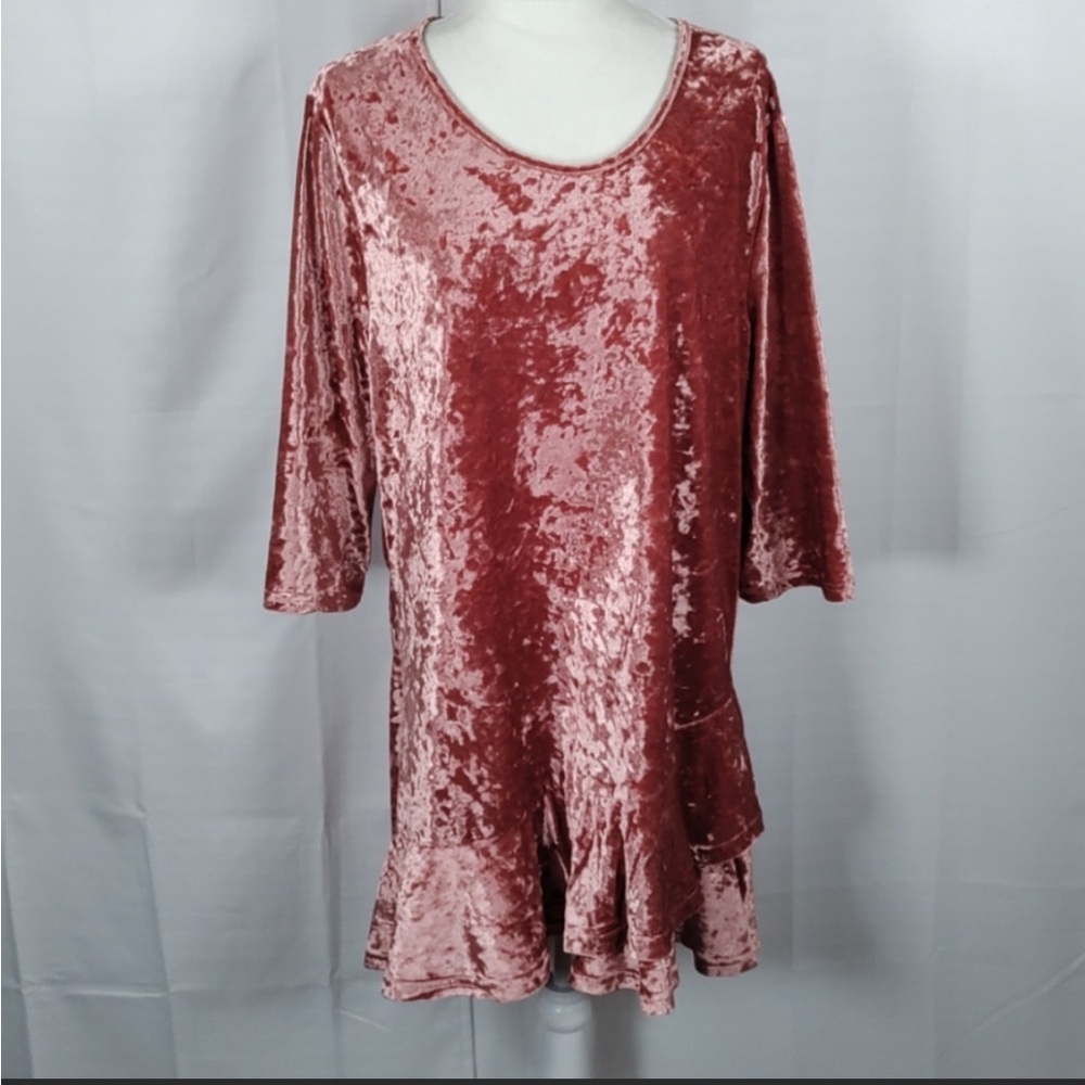 👑 2 for $15 sale!!  U.Dear peach crushed velvet mini dress 2X